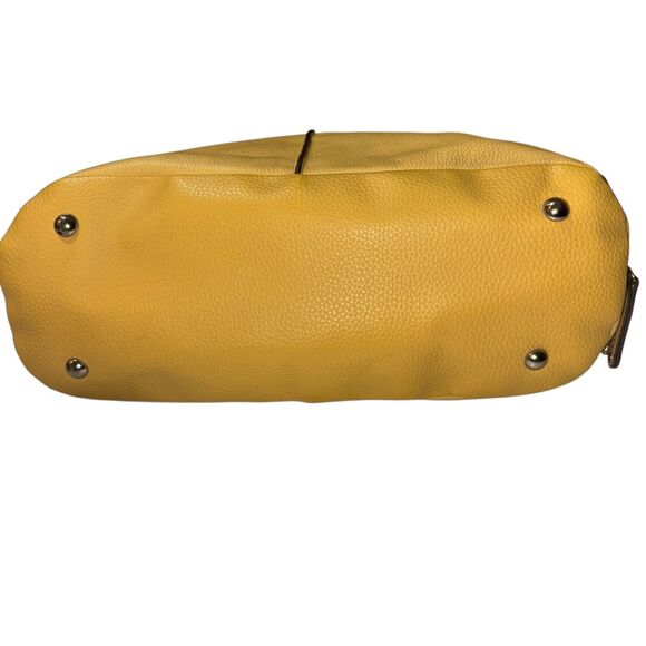 Tignanello Yellow Leather Shoulder Bag Pebbled Leather Tote Purse Handbag - Picture 7 of 7